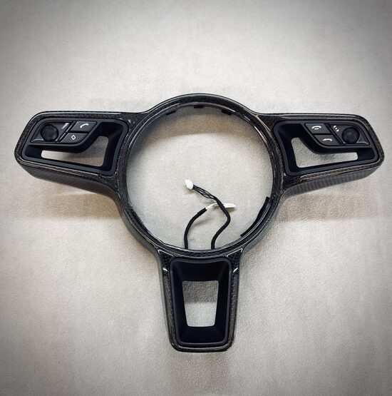 Porsche 991 carbon steering wheel trim with black buttons 